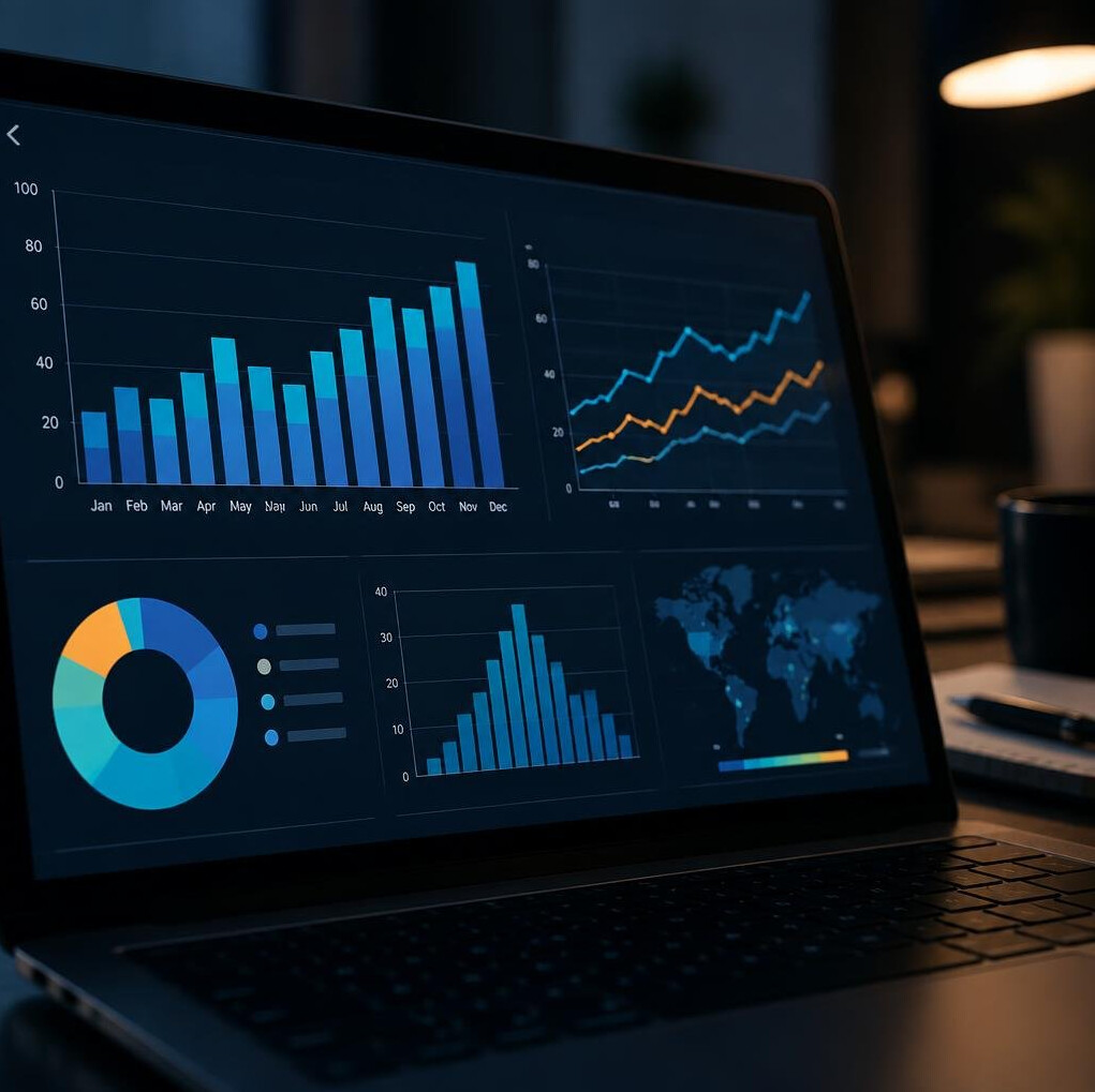 Data charts displayed on a computer screen