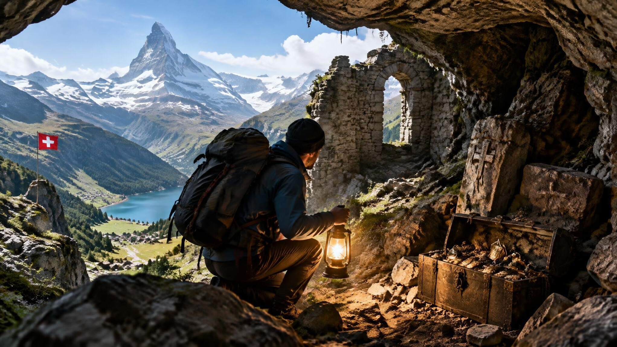 swiss alps hidden cave