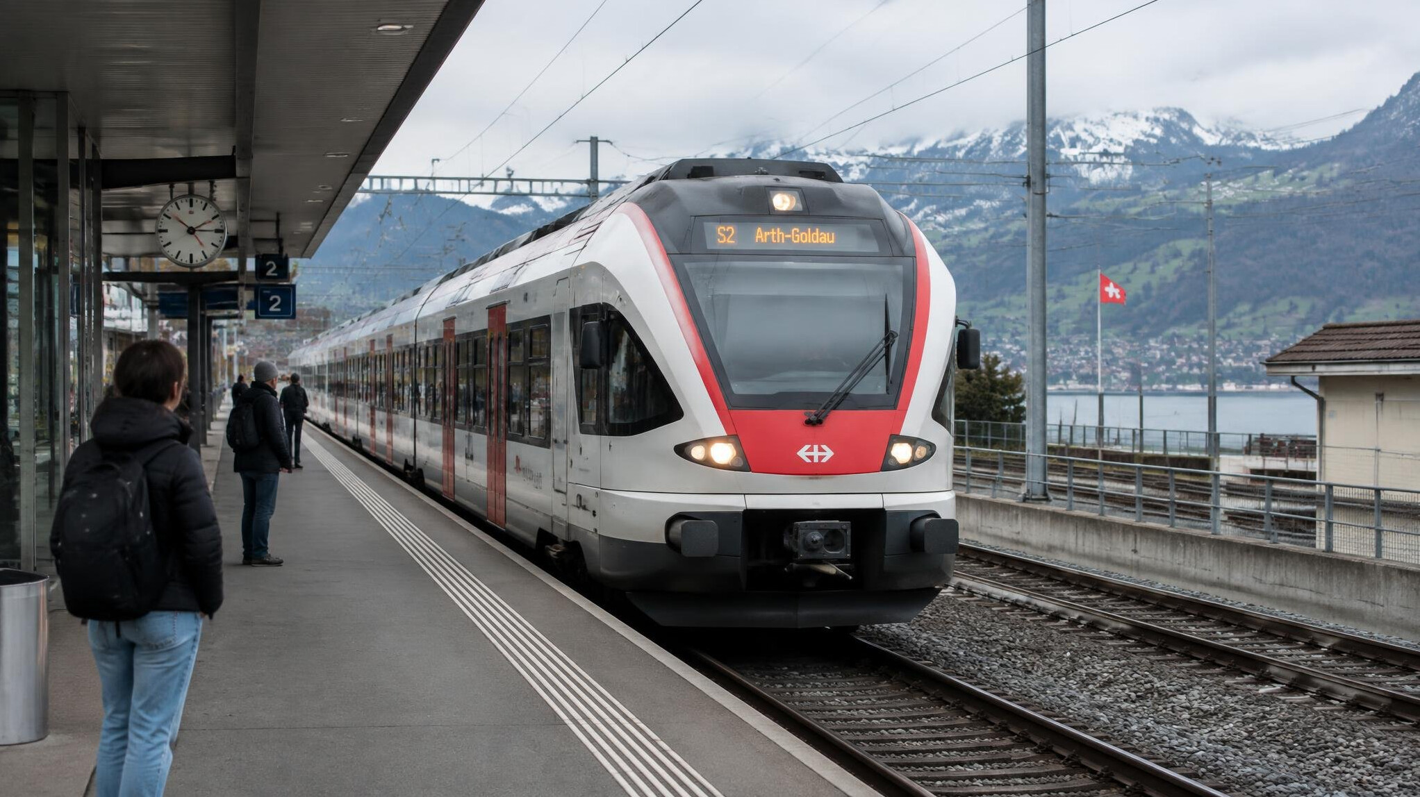 Train station platform in Switzerland